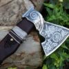 Handmade Viking Warriors Battle Custom Axe Gift Hand Forged Steel VIKING AXE with Engraved Wood Handle Rope Wrap Birthday Anniversary Boyfriend Gift - Image 3