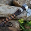 Handmade Viking Warriors Battle Custom Axe Gift Hand Forged Steel VIKING AXE with Engraved Wood Handle Rope Wrap Birthday Anniversary Boyfriend Gift - Image 2