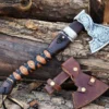 Handmade Viking Warriors Battle Custom Axe Gift Hand Forged Steel VIKING AXE with Engraved Wood Handle Rope Wrap Birthday Anniversary Boyfriend Gift - Image 5