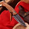Handmade Carbon Steel Skinner Knife San-Mai Pattern For camping & Outdoor With Leather Sheath - Image 3