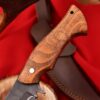 Handmade Carbon Steel Skinner Knife San-Mai Pattern For camping & Outdoor With Leather Sheath - Image 5